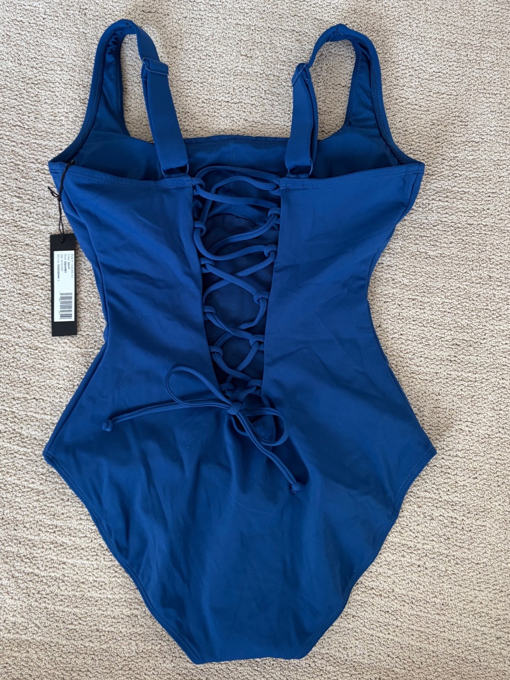 TA3 Squarey one piece swimsuit navy blue corset snatched Shapeware medium short - Picture 2 of 7